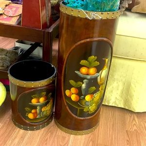 Beautiful home decor of fruit with blue flowers for accent